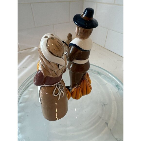 Blue Sky Ceramic Pilgrim Salt And Pepper Shaker Set Hand Painted - Picture 5 of 11